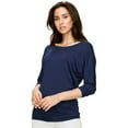 thumbnail image 4 of Made by Johnny Women's Boat Neck 3/4 Sleeve Draped Dolman Top with Side Shirring Premium Shirt XXXL NAVY, 4 of 6