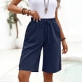 thumbnail image 6 of Gamivast Linen Shorts for Women Bermuda Drawstring Elastic Waist Beach Shorts Loose Fit High Waisted Breathable Shorts with Pockets Side Button Detail for Vacation Beach Casual, 6 of 8