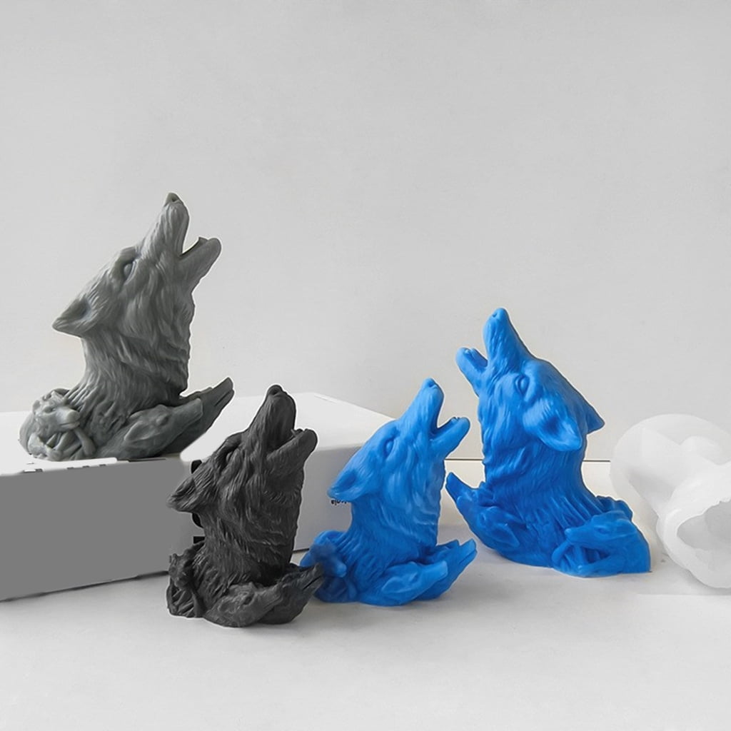 FENOHREFE Wolf Head Silicone Candle Mold DIYs Animal 3D Plaster Resin Ornament Molds Home Decoration Craft for Enthusiasts