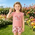 thumbnail image 2 of Toddler Girl Outfits Short Sleeve Printed Tops and Shorts 2 Piece Outfits Size 12-18 Months, 2 of 5