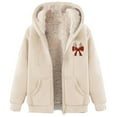thumbnail image 3 of QATAINLAV Lightning Sales Hoodies for Women Full Zip Up Fleece Sweatshirt Jackets Fall Winter Thick Sherpa Lined Hooded Coats Christmas Clothes Beige XL, 3 of 5