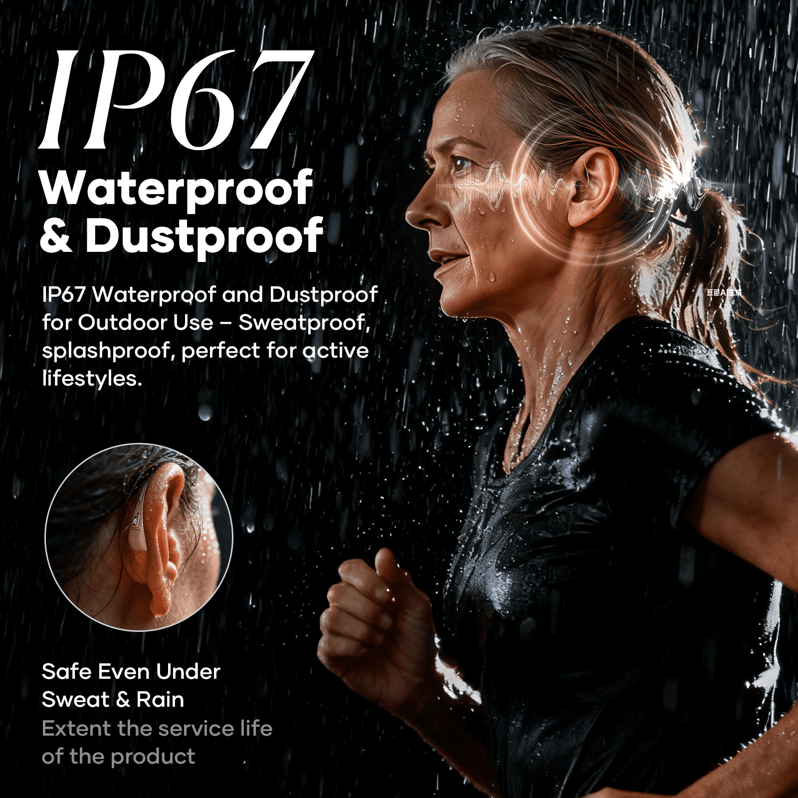 iBstone Edge BTE Hearing Aids for Seniors, IP67 Waterproof, Fast Charging, Long Battery Life