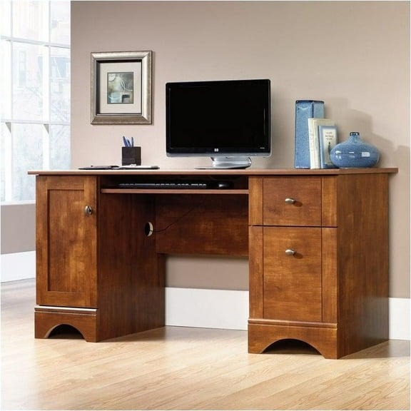 Pemberly Row Classic 59.5"W Home Office Computer Desk in Brushed Maple