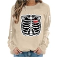 thumbnail image 2 of Halloween Skeleton Printed Sweatshirt For Women Fall Fleece Lined Crewneck Long Sleeve Pullover Tops S-XXL, 2 of 6