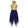 thumbnail image 6 of YiZYiF Womens Asymmetrical Praise Dance Dress Tunic Color Block Liturgical Worship Dance Costume Navy_Blue XL, 6 of 7