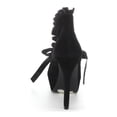thumbnail image 6 of Ellie Shoes E-517-Claissa 5 Bootie with satin ruffleand tie Black Velvet / 10, 6 of 6