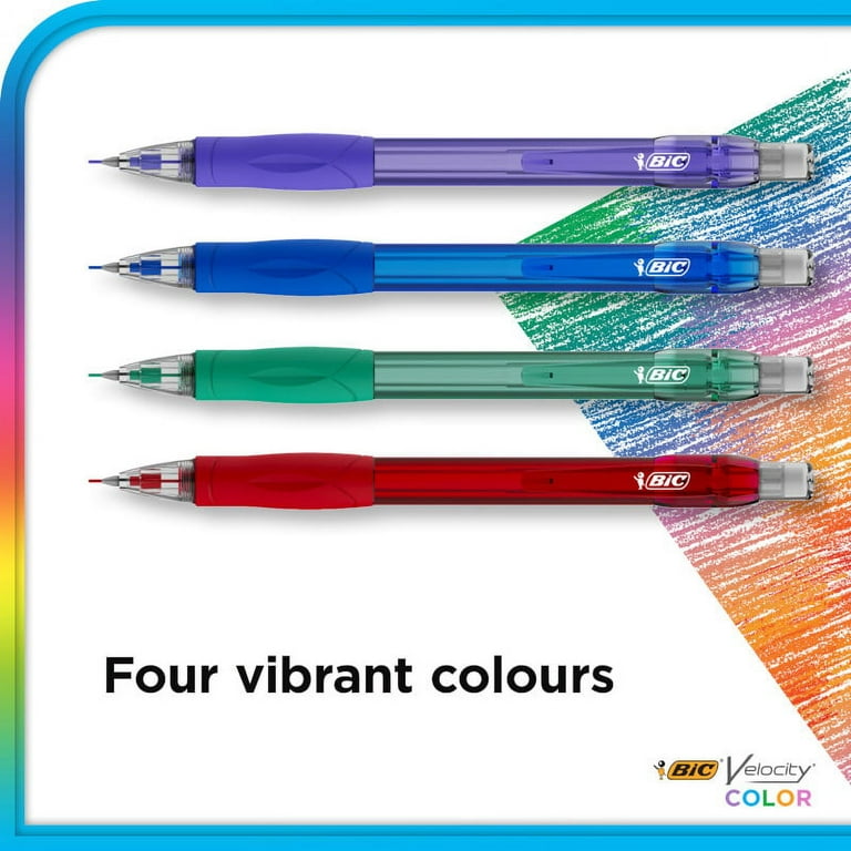 BIC Velocity Mechanical Pencil with Colored Leads, 0.7 mm, 6 Vibrant  Assorted Colors
