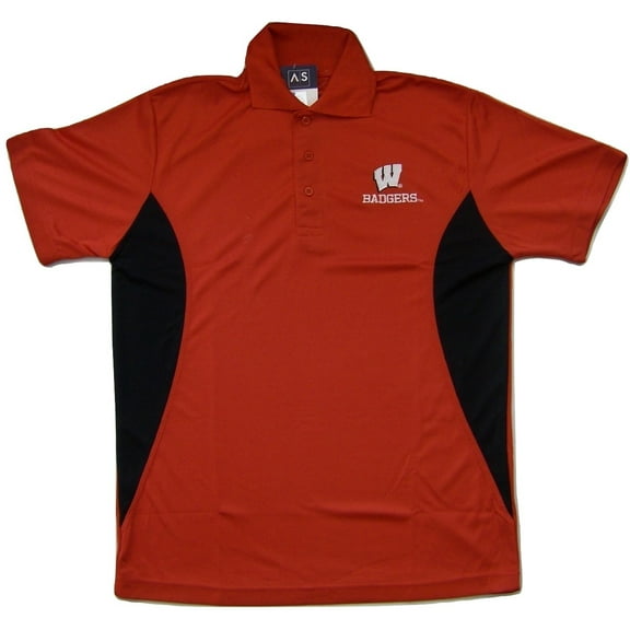 NCAA Wisconsin Badgers Men's Pieced Panel Polo Shirt, Medium, Red/Black
