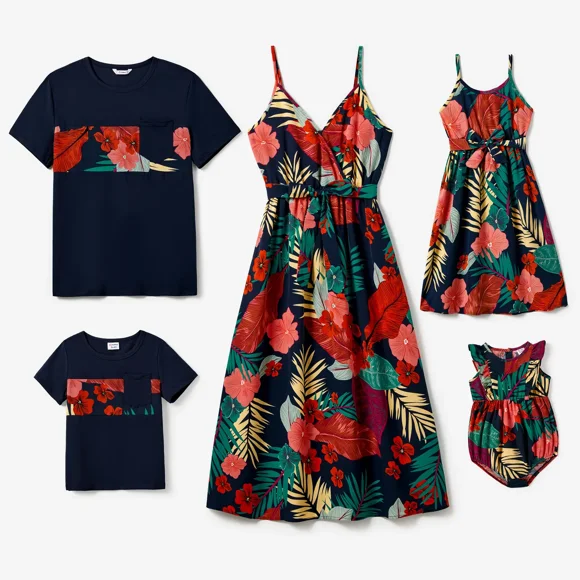 PatPat Family Matching Outfits Mommy and Me Dresses and Short-sleeve T-shirts Sets for Women