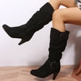thumbnail image 7 of Women's Mid-Calf Boots - Autumn and Winter Fashion Suede Fine Heel Comfortable Solid Color Footwear for Women, 7 of 7