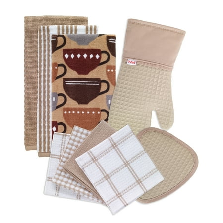 Kitchen Linens Basics Set, Nine Pack, Sand