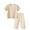 Z05 Beige, variant on Mifsaly Toddler Kids Ribbed Knit Pajamas Sets Short Sleeve Crewneck Tops And Sleeping Pants Girls Boys Soft Comfort Breathable Cotton Sleepwear