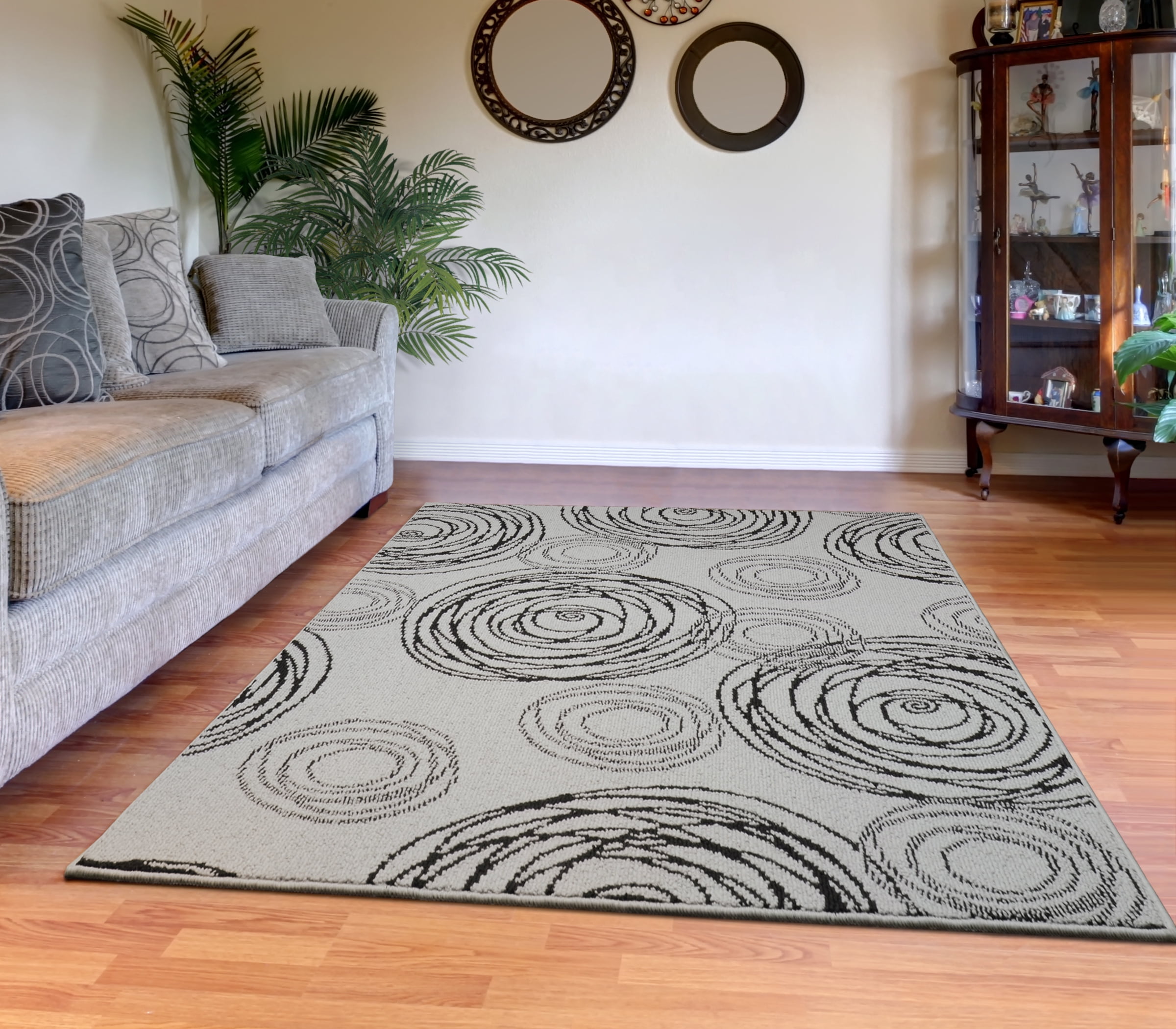 Garland Rugs Whirlwind Silver, Black 5' x 7' Abstract Indoor Area Rug ...