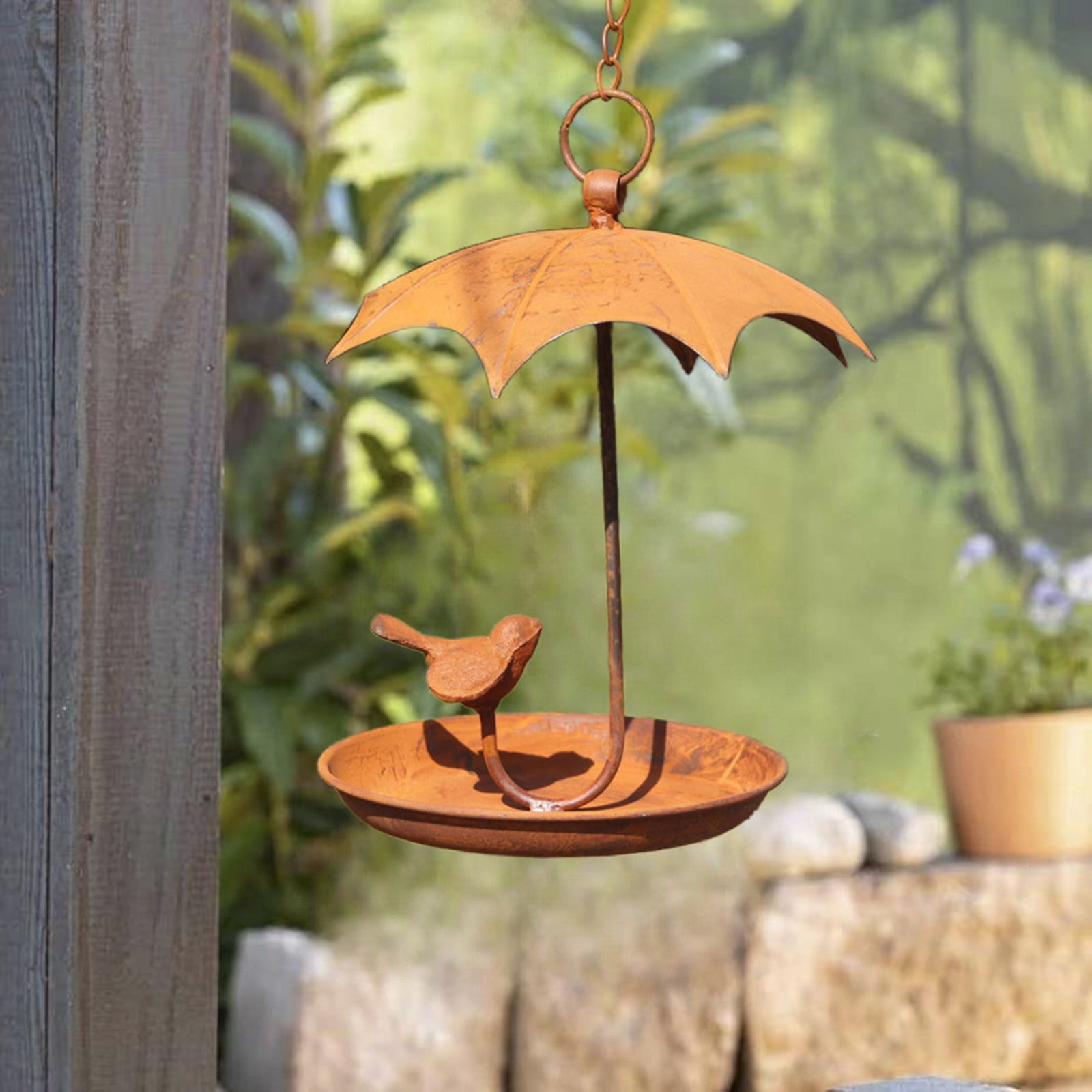 TOPRenddon Window Bird Feeders for Outdoors,Handcrafted Circular Hanging Metal Bird Feeder for Feed and Water Decorative Outdoor Garden Patio,Home Decor Collection