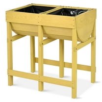 Spaco Raised Wooden Planter Vegetable Flower Bed with Liner, Outdoor Elevated Flower Box for Backyard/Patio/Gardener