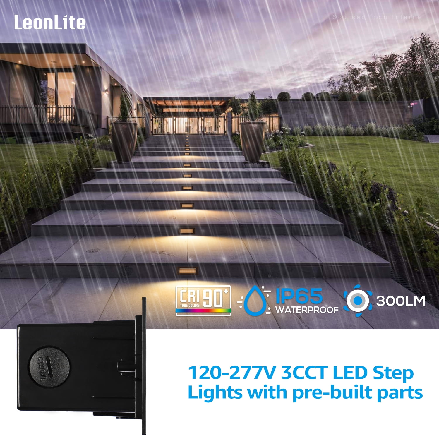 LEONLITE 12 Pack Dimmable LED Deck Lights, 120V-277V, 1800K/2700K/3000K/4000K/5000K Selectable, Aluminum Anti-Glare Step Stair Light