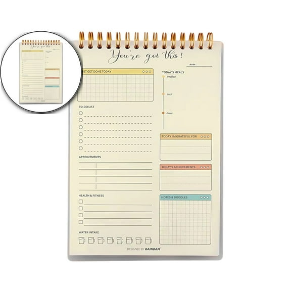 Dvruxg Daily to Do Notepads - Task Checklist Planner, Time Management Planner, To Do lists, Organizer with Today's Goals, Notes, 50 Undated Agenda Tear-off Sheets, 8.4 x 6 inches