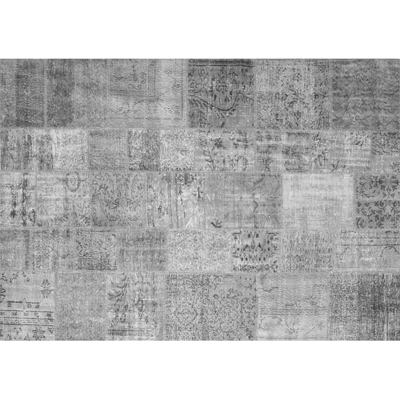 Ahgly Company Indoor Rectangle Patchwork Gray Transitional Area Rugs, 2' x 4'