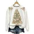 thumbnail image 4 of Christmas Sweatshirts for Women Oversized Fashion Vintage Xmas Holiday Tops Casual Christmas Sweater Long Sleeve Outfits Crewneck Fleece Sweatshirt Pullover Top, 4 of 7