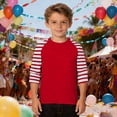thumbnail image 2 of GDREDA T-Shirt Graphique à Rayures pour Garçons T-Shirt Décontracté à Manches Courtes Mélange Confortable pour Enfants Jeunes Tenue Quotidienne Rouge, 4-5 Ans, 2 of 4