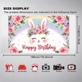 thumbnail image 6 of LUUFILx Adorable Bunny Themed Happy Birthday Banner with Floral Decorations and Rainbow Background, 6 of 7