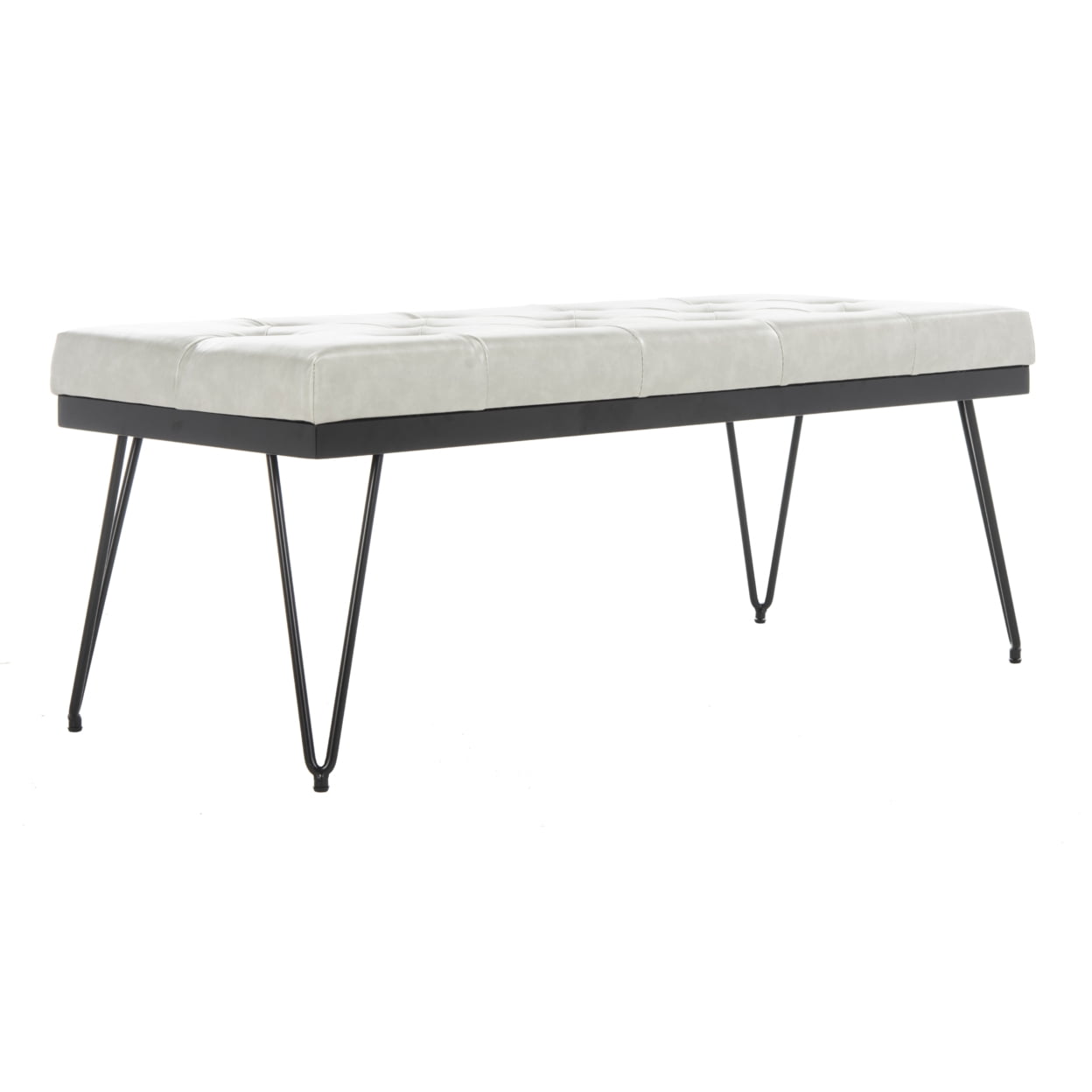 SAFAVIEH Marcella Contemporary Mid-Century Tufted Bench, Grey/Black