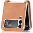 thumbnail image 4 of Galaxy Z Flip 4 5G Case,Samsung Z Flip 4 Luxury PU Leather Wallet Protective Phone Case with Card Slots Pocket Cover Case for Samsung Galaxy Z Flip 4 5G Khaki, 4 of 13