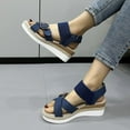 thumbnail image 7 of BONIXOOM Wedge Sandals for Women Clearance Fall Slip-On Wedge Casual Fashion Shoes for Women Blue Size 5.5, 7 of 7