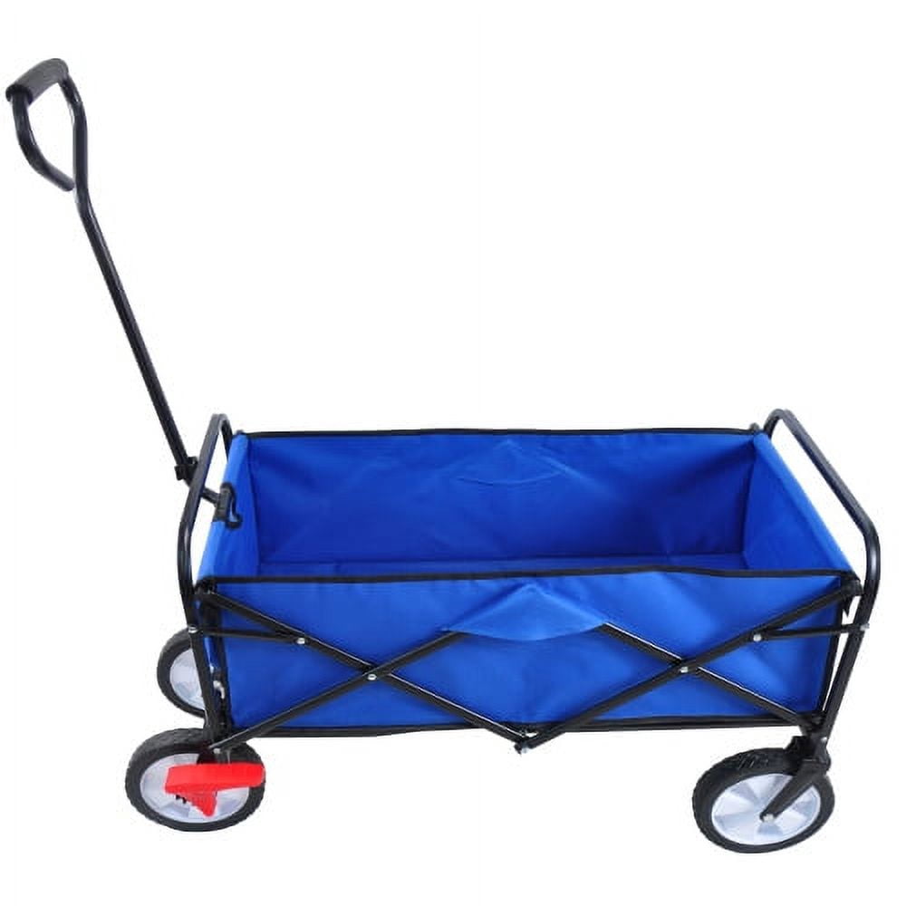 Derzers Folding Collapsible Wagon Cart, Heavy Duty Utility Wagon, Adjustable Handle, for Garden, Grocery, Beach & Camping Use
