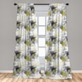 thumbnail image 4 of Ambesonne Palm Curtains, Tropical Leaves Circular Shape, Pair of 28"x95", Dark Yellow Pale Grey, 4 of 4