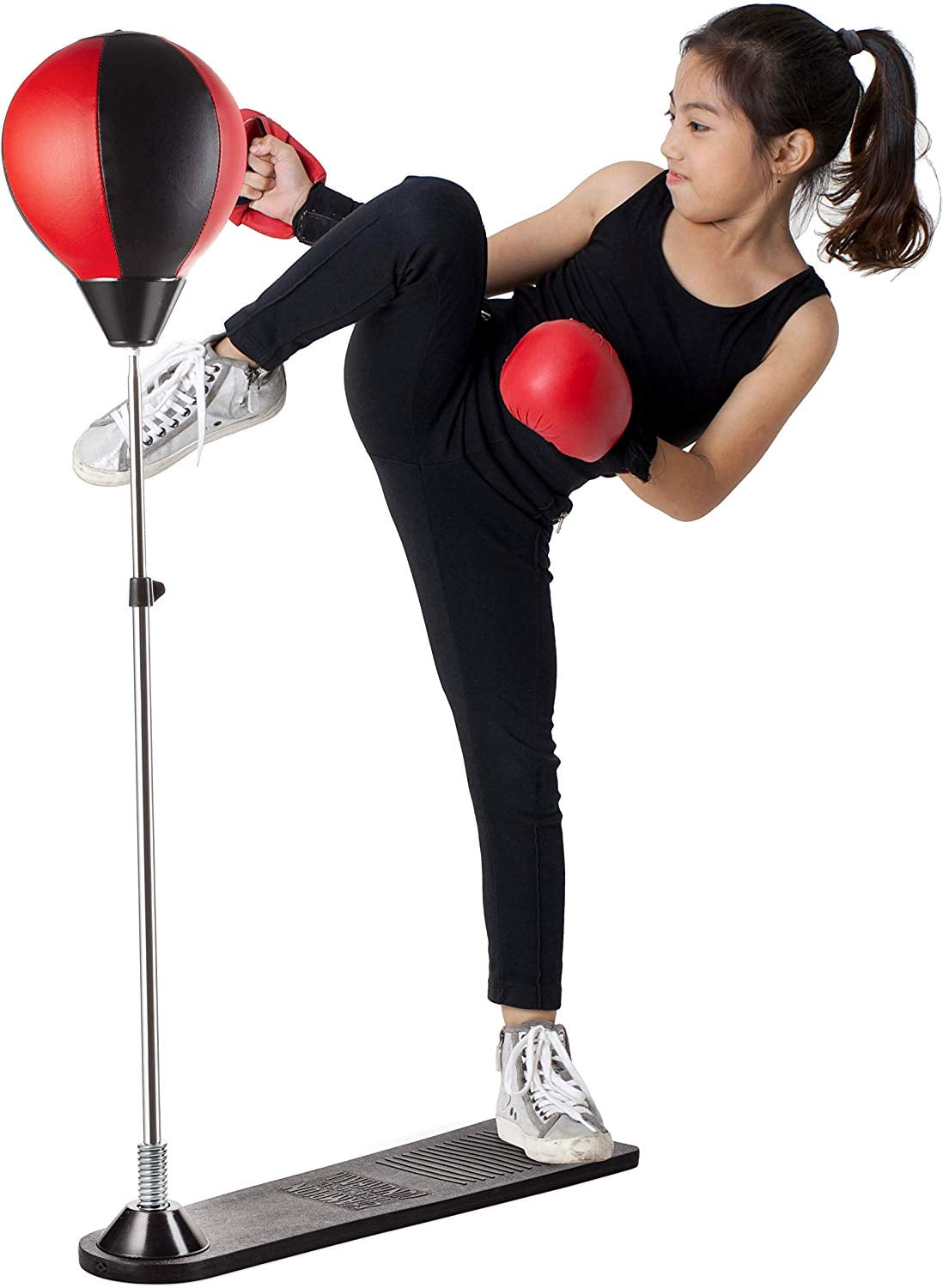 Giddyup! Buck's PlayWorld Boxing Punching Bag Set with Gloves, Pump and Adjustable Stand - Red
