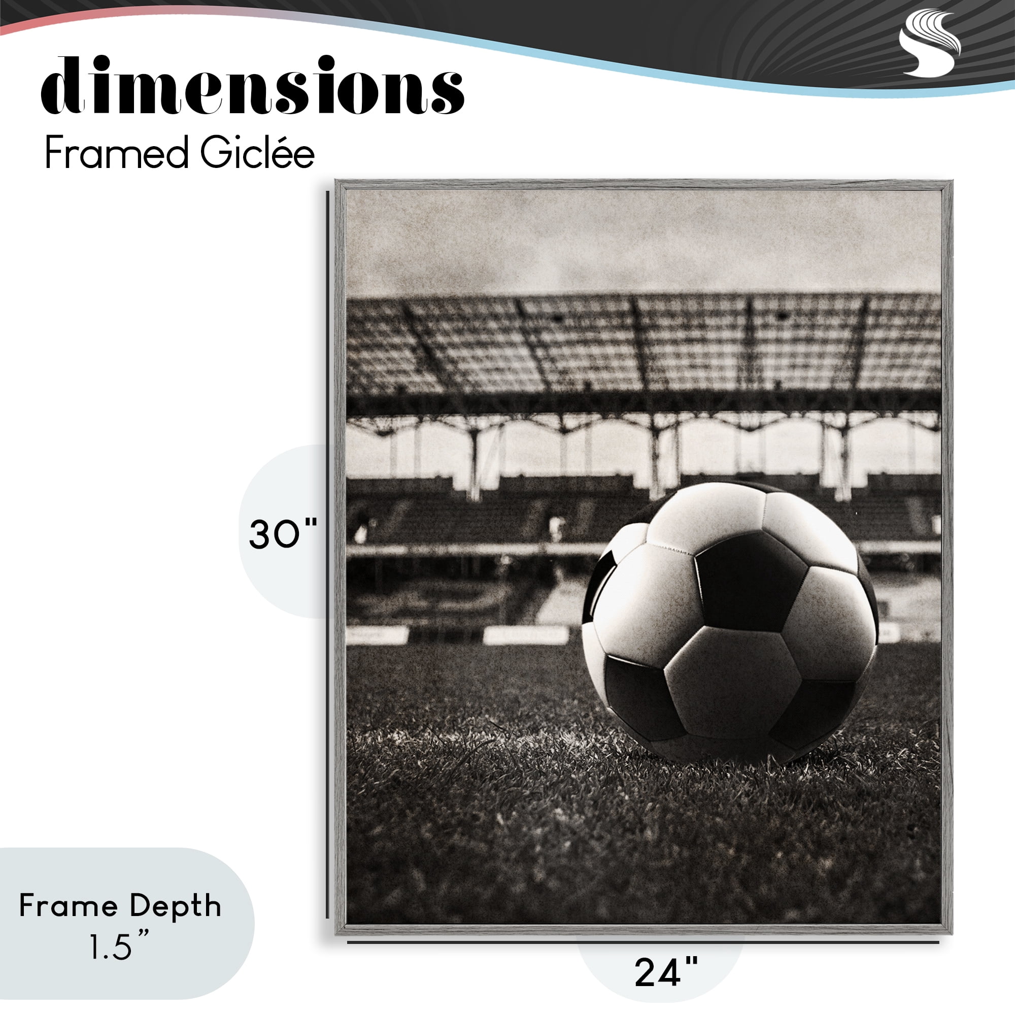 Stupell Industries Vintage Sports Soccer Gray Framed Giclee Art, design by Marcus Prime