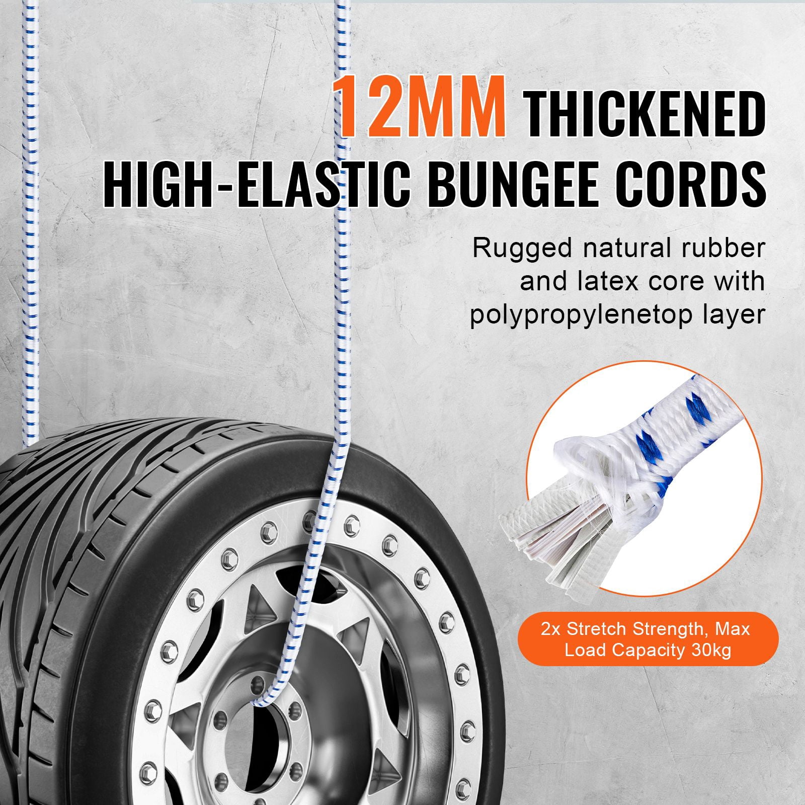 Bungee Cords Set Heavy-Duty Elastic Straps Weather Resistant High-Strength Hooks for Home Outdoor Use