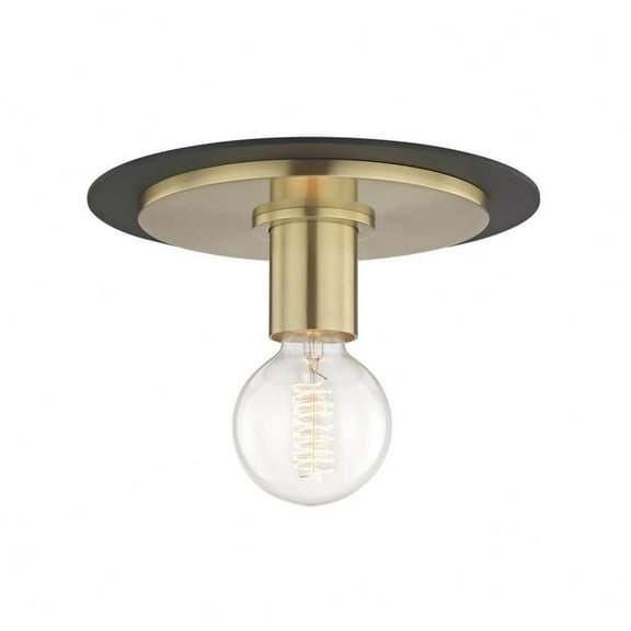 -One Light Small Flush Mount in Style-9 inches Wide By 6.25 inches High-Aged Brass Black Finish Bailey Street Home 735-Bel-2692975