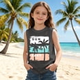 thumbnail image 3 of SGMVNU 2 Pack Girls Tank Tops Summer Casual Tropical Sleeveless Shirts Cartoon Printed Loose Fit Beach Tanks, Grey, White, Size 2-3 Years, 3 of 6