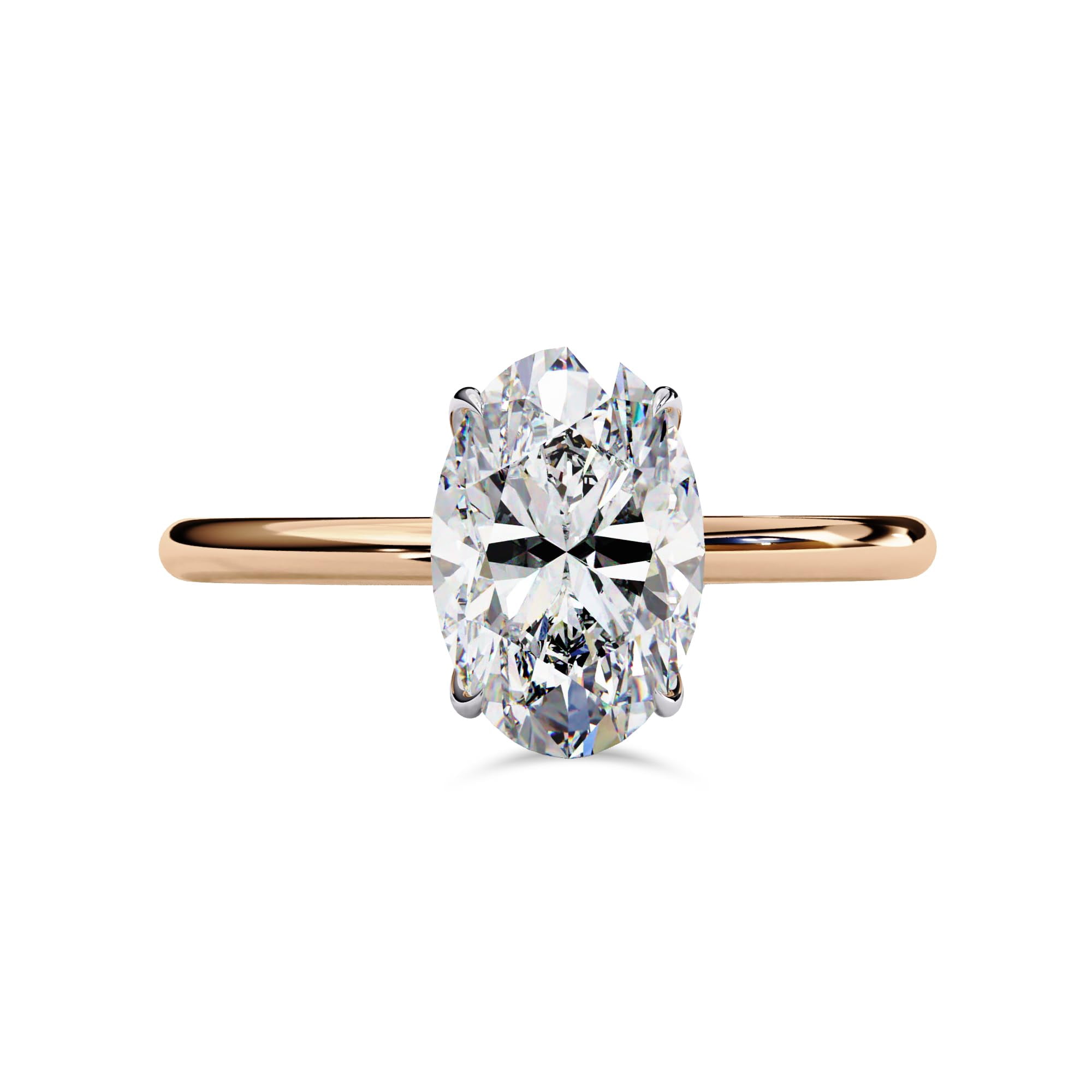 AFFY Solitaire Engagement Rings For Women, Center 9x6mm Oval Cut Lab Created Moissanite Wedding Anniversary Ring in 14K Solid Rose Gold Size-5