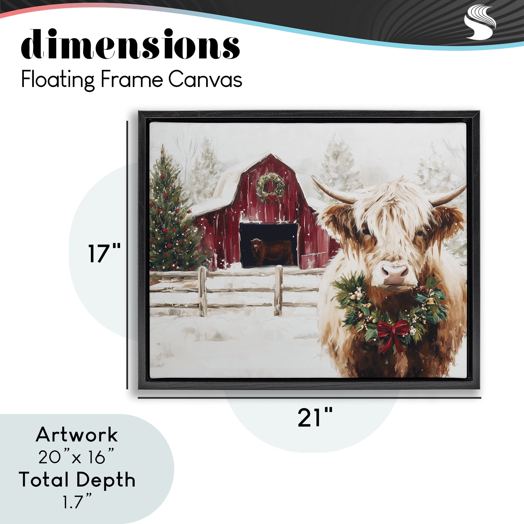 Stupell Industries Snowy Farm Scene Cattle Black Framed Floater Canvas Wall Art, design by Acorn & Ivory Designs