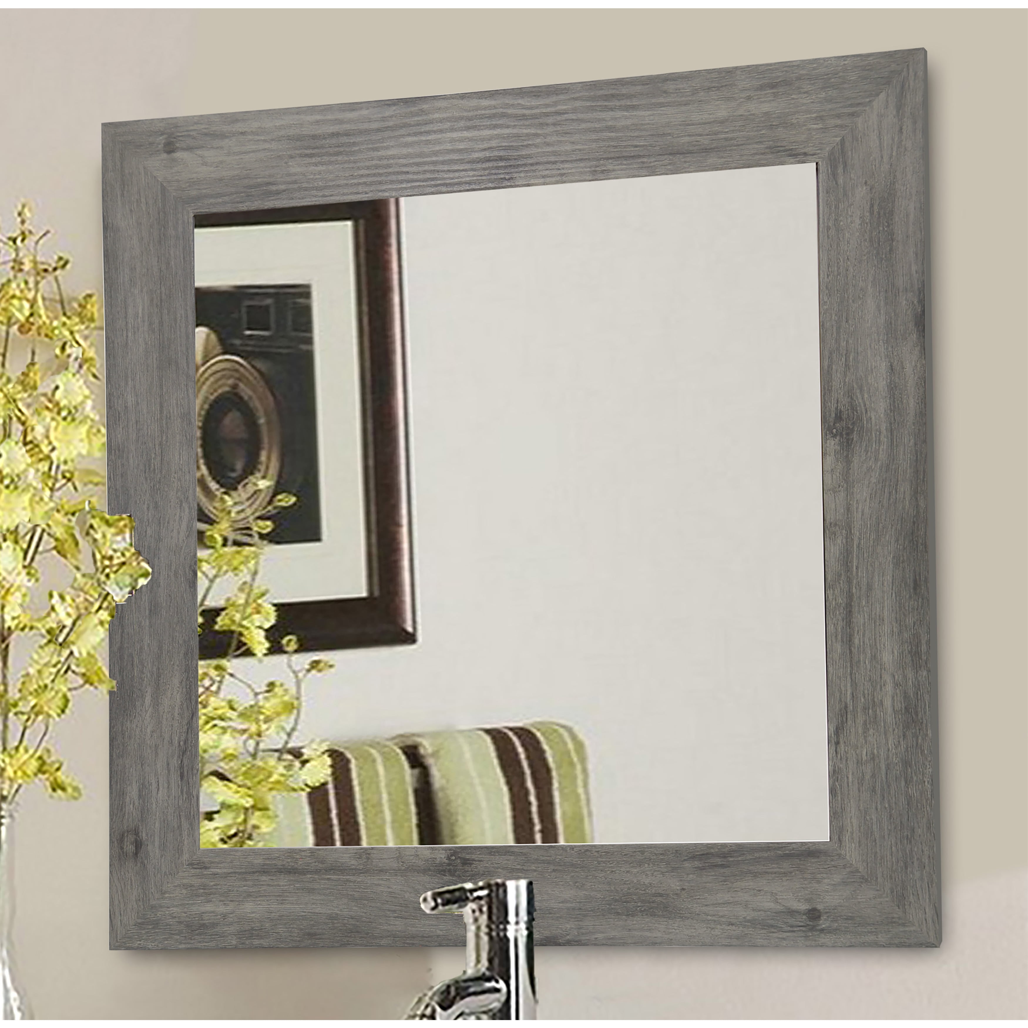 Rayne Mirrors American Made Rayne Grey Square Wall/ Vanity Mirror