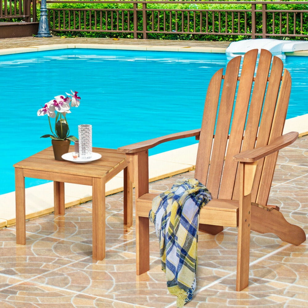 Aimee Lii Acacia Wood Outdoor Adirondack Chair with Ergonomic Design, Outdoor Patio Furniture for Balcony Porch Backyard, Sturdy -Natural