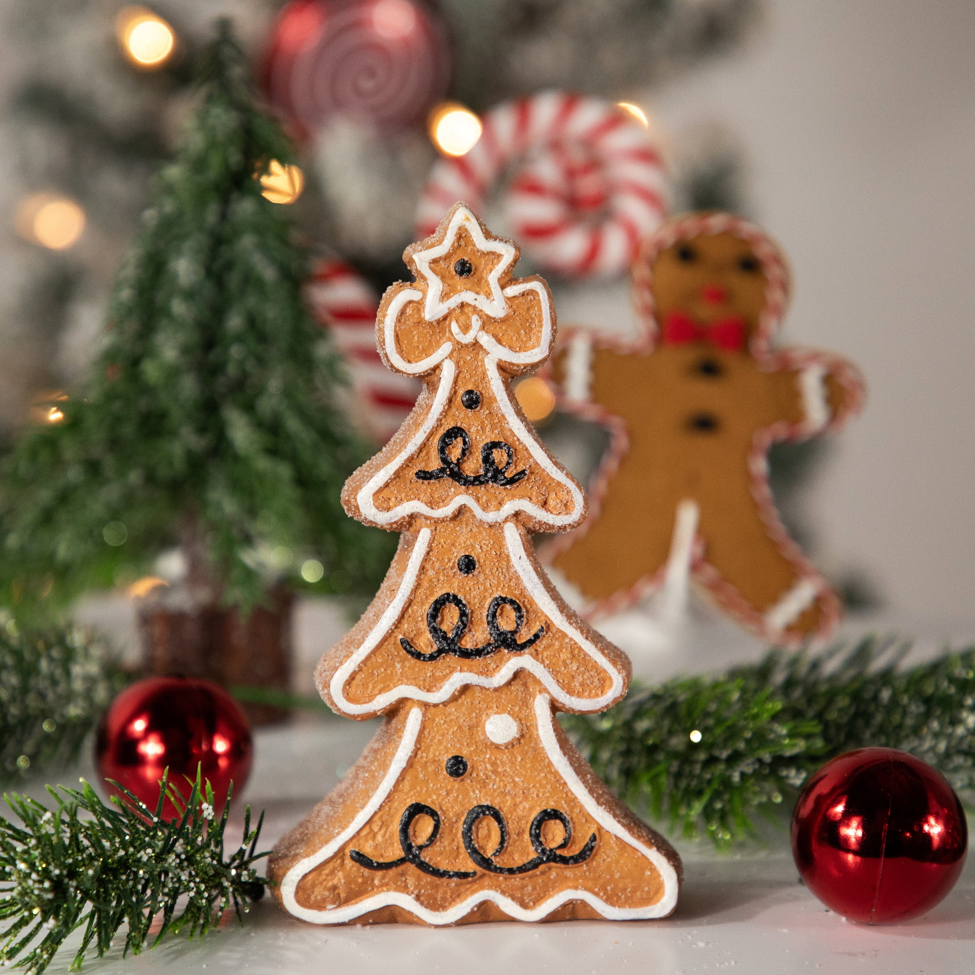 6.25" Frosted Gingerbread Christmas Tree with Star Topper Tabletop Decor