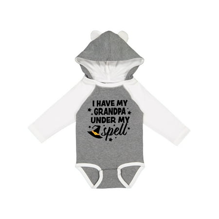 

Inktastic I Have My Grandpa Under My Spell with Cute Witch Hat Gift Baby Boy or Baby Girl Long Sleeve Bodysuit