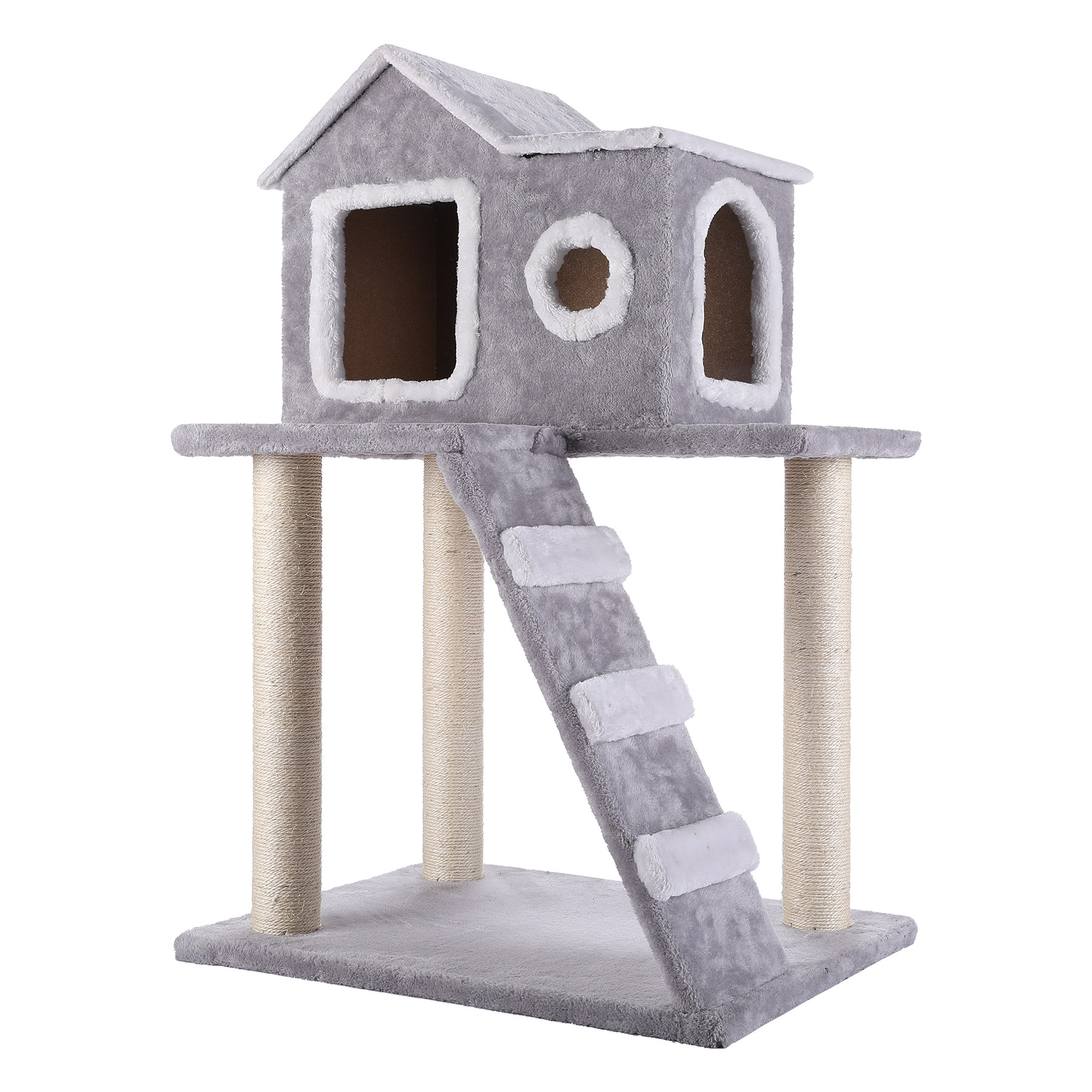 YNot 34in Cat Tree & Condo Scratching Post Tower, Gray
