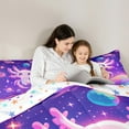thumbnail image 4 of Feelyou Boba Purple Axolotl Bedding Comforter Set 7pcs, Cartoon Planet Queen Bedding Sets, Outer Space Galaxy Queen Sheet Sets, Breathable Room Decorative, 4 of 7