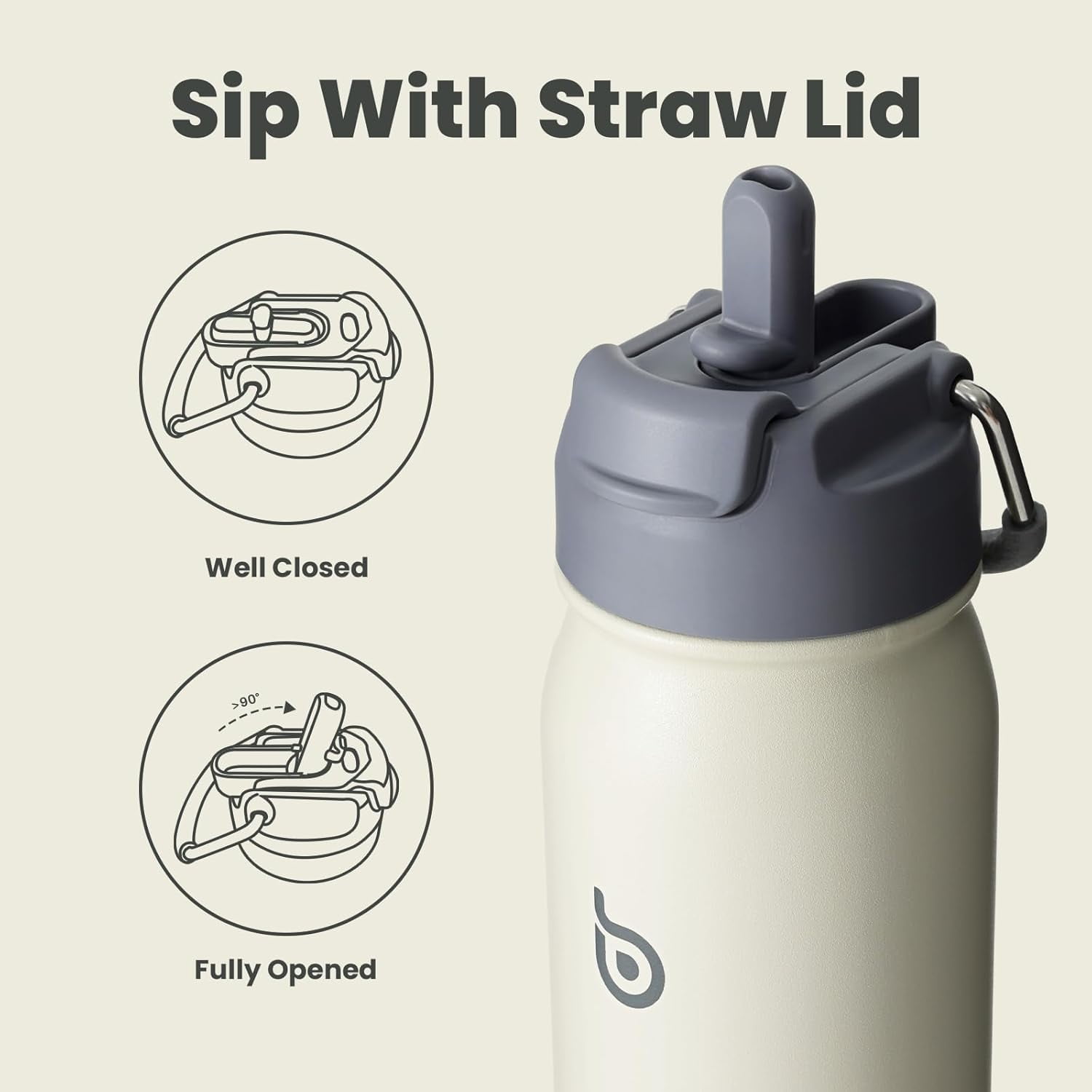 BOTTLE BOTTLE 24 oz sports water bottle stainless steel insulated water bottle with straw and pills holder (gray)