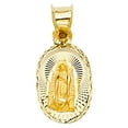 thumbnail image 2 of Ioka-14K Yellow Gold Diamond Cut Our Lady of Guadalupe Stamp Charm Pendant with 0.9mm Wheat Chain Necklace - 24", 2 of 4