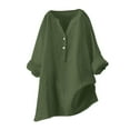 thumbnail image 1 of Blusa holgada con botones para mujer: manga larga, cuello en V, color liso, estilo informal y elegante, adecuada para ocasiones cotidianas y festivas, 1 of 5
