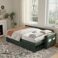 thumbnail image 4 of COPIAE 89” L Shaped Sofa Sleeper, Sectional Sofa Bed with Hidden Storage, Modern Piano Design Pull Out Sofa for Living Room Bedroom, Green, 4 of 9