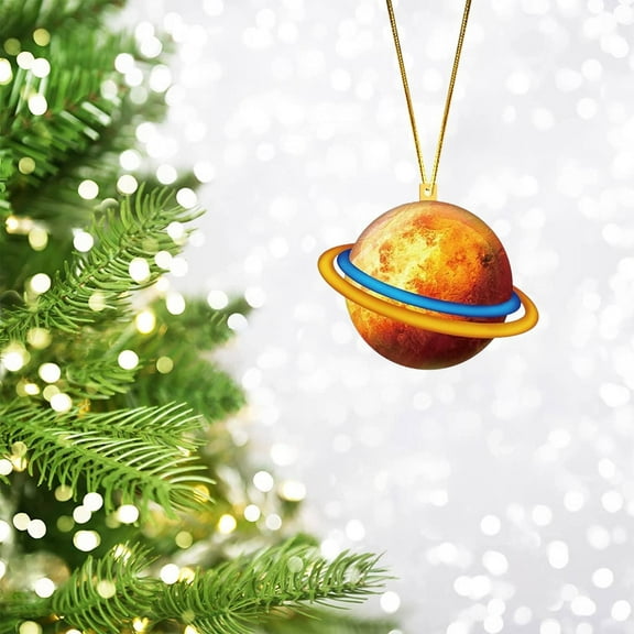 HmNPlay Wooden Planet Astronaut Rocket Christmas Ornaments Hanging Decor 1pc Unique Xmas Tree Decoration for Home Holiday Wall Gift