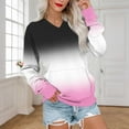 thumbnail image 2 of Miluxas Women's Loose V Neck Sweatshirt Loose Long Sleeve Gradient Printed Fashion Casual Dropped Shoulder Sweatshirt Top Pink M(M), 2 of 5