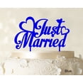 thumbnail image 1 of Just Married Wedding Cake Topper Custom Name Cake Topper Color Option Available 5-7 Inches Wide, 1 of 1
